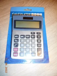 Taschenrechner Rechenmaschine Büro Calculator 10x14x2,5 cm Solar silber - Bild 1 von 3