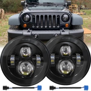 Pair 7" Round LED Headlight High/Low Beam For Jeep Wrangler JK LJ TJ CJ 07-18 - Bild 1 von 5
