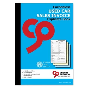 Cherry NCR Used Car Sales Invoice Triplicate Book A4 (210mm x 297mm) 50 sets - Picture 1 of 4