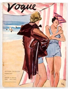SWIMWEAR Beach CARL ERICKSON Autumn Forecast PATTERN vtg VOGUE MAGAZINE Aug 1934 - Picture 1 of 1