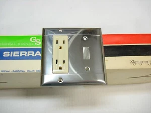 Sierraplex Biplex Triplex Vintage Switch Outlet Cover Plate 2 Gang Sierra Chrome - Picture 1 of 3