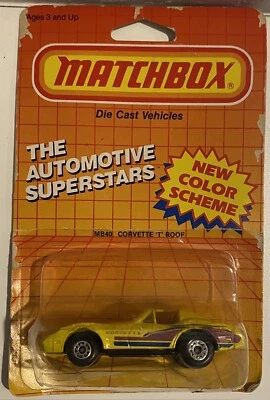 Matchbox Inter 1986 de colección "Corvette 1979 MB-40 techo en T coche fundido a presión - hecho en Macao-3"" L" Foto 1 de 4