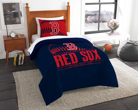 Boston Red Sox Bedding Twin Comforter & Sham Set "Grand Slam” OFFICIAL MLB Cover