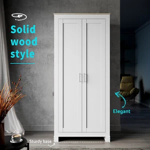 2 Door Wardrobe Bedroom Cupboard Closet Storage Cabinet Organiser White - Picture 1 of 12