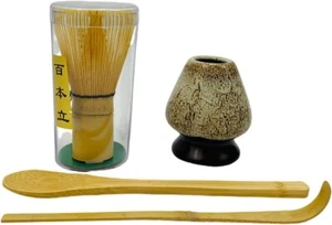 Matcha Whisk Set Japanese Chasen Bamboo Spoon Scoop Chashaku Whisk Stand S-4729 - Picture 1 of 6