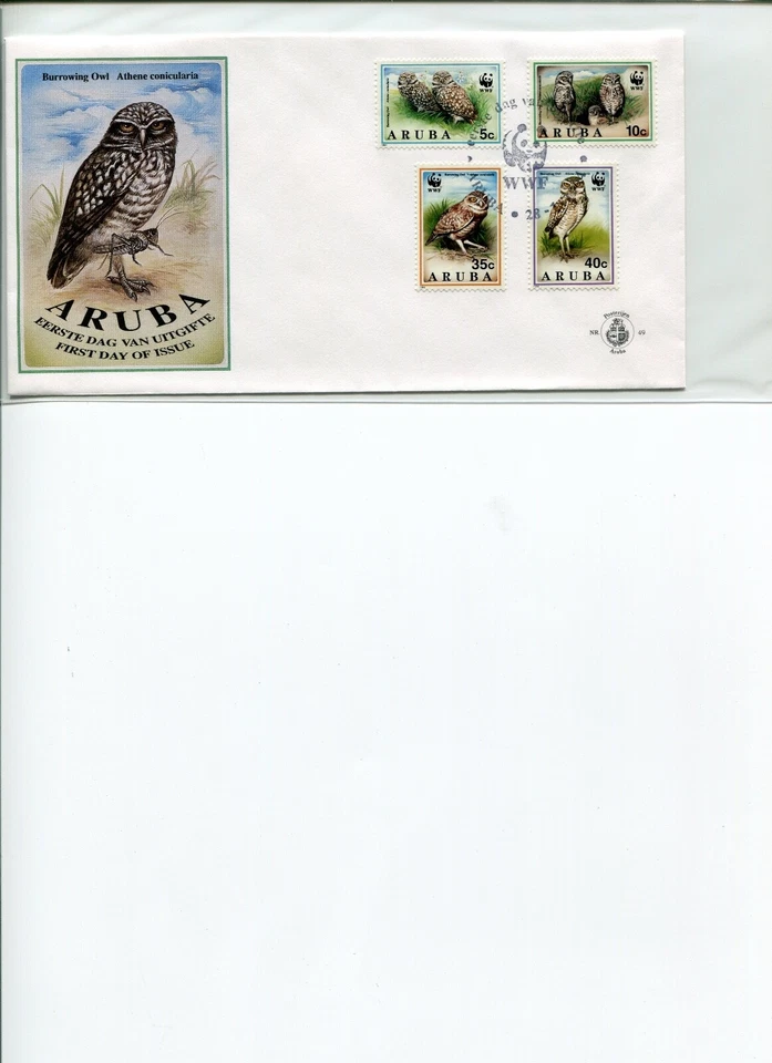 1994 WWF ARUBA Burrowing Owl Official Postal FDC. - Image 1 of 1