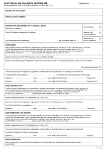 Electric Certificate & Reporting EIC, EICR, Minor Works BS7671 PDF Forms - Picture 1 of 5