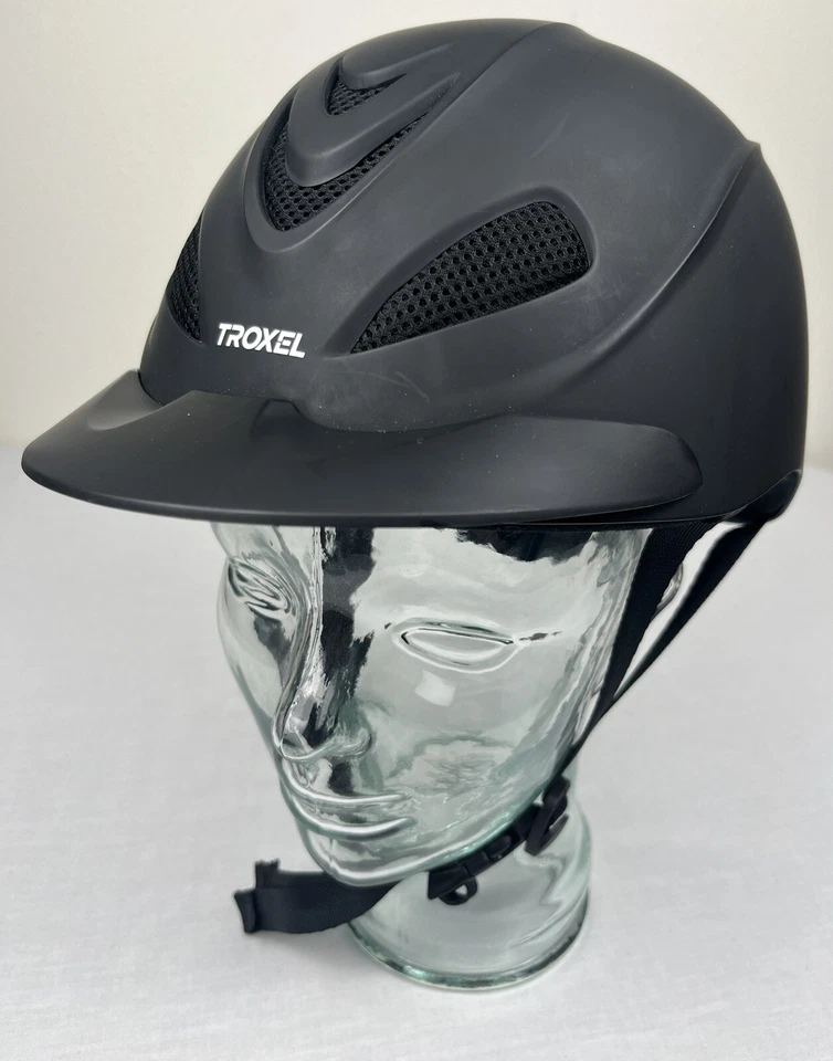 Casco de equitación Troxel Liberty negro con gorra verde talla grande Foto 1 de 4