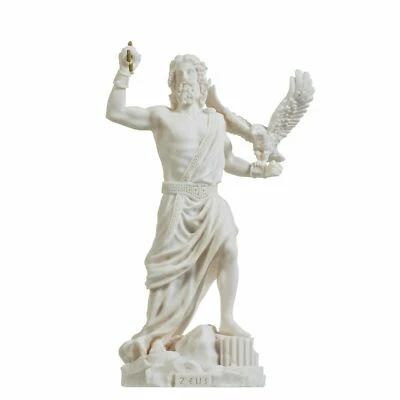 Statua Zeus dio greco Giove Tuono statuina in alabastro 9,25" - Immagine 1 di 4