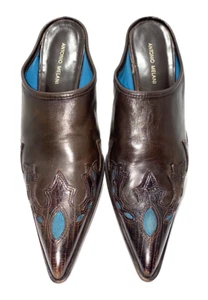 Antonio Melani Women's Western Boot Style Mule Suede Inlay Size 7.5M Brown B*H - Picture 1 of 8