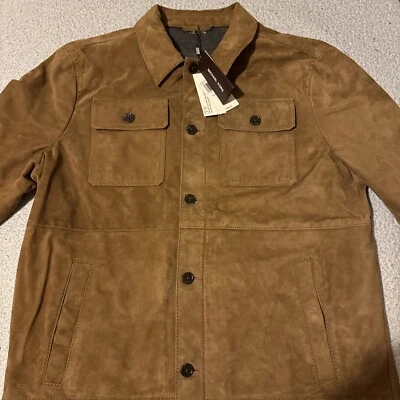 MICHAEL KORS Men's Brown Suede 100% Lamb Leather Jacket Size Large 898$ NWT - Image 1 of 4