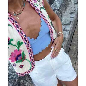 Zara open front embroidered vest 6895/224 - Picture 1 of 8