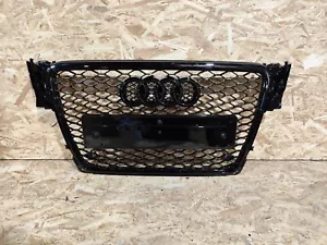 RS4 Style Honeycomb Grille Grill Gloss Black For Audi A4 S4 B8 08-11 Bumper - Picture 1 of 8
