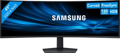 Samsung 49" DQHD 120Hz 5ms USB-C PD90W VA Curved Monitor 3000:1 350cd/㎡ 3 - Image 1 of 4