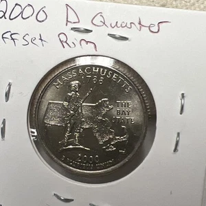 2000 D Massachusetts Quarter Off Center Rim Strike out of mint bag - Picture 1 of 4