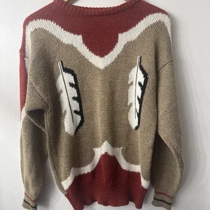 Vintage Pioneer Wear Pullover Small 80s Feather Native Beige - Bild 1 von 10