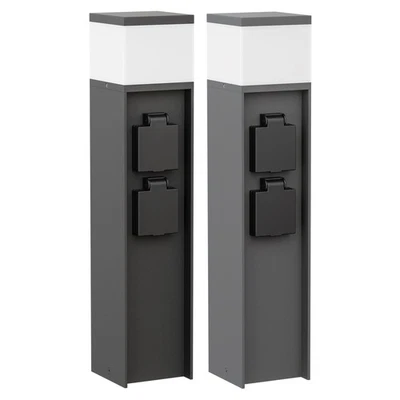 Pollerleuchte PODEL für außen, 39cm, schwarz, 2 Steckdosen, inkl. G9 - Bild 1 von 4