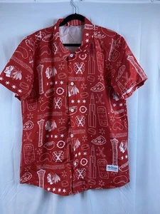 Chicago Blackhawks Promo Giveaway Hawaiian Button Up Men’s Size Large - Picture 1 of 7