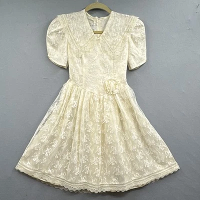 Vestido De Colección Gunne Sax 10 Niña Encaje Cottagecore Pradera Vacaciones Ángel de Pascua Foto 1 de 4