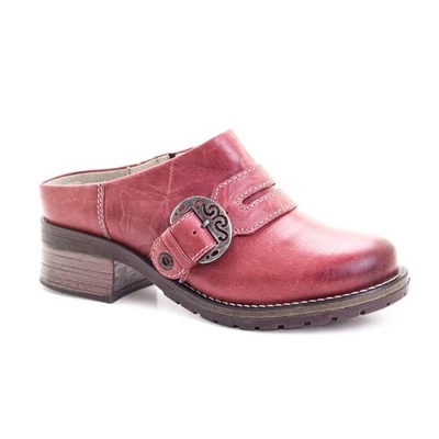 Dromedaris Karina Scrunched Leather Clog Mule Red Sz 38 US 7.5 Portugal Designer - Image 1 of 4