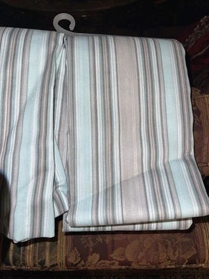 WAVERLY традиции набор Aqua серый полоски род карман занавески 2 панели 552 x 84 новый - Изображение 1 из 3