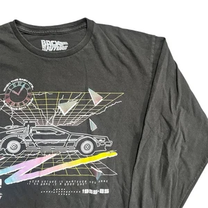 Back to the Future Movie Graphic Long Sleeve T-Shirt Black Men's Size Large Flaw - Picture 1 of 9