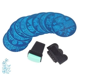 10 Stamping Platten Nail Art Set Nagel Kunst Schablone Stempel Scraper - Bild 1 von 4