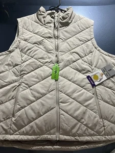 Free Country Quilted Vest Women’s Sz XXL Silver Off White Polyester NWT - Picture 1 of 7