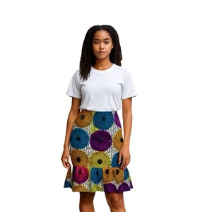 SHENBOLEN Women African Traditional Flower Print Pencil Skirt With Ruffle Sz L - Picture 1 of 12