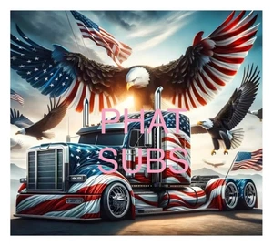 20oz Sublimation Tumbler Wrap American Flag Trucker Ready To Press Heat Transfer - Picture 1 of 1