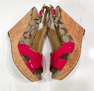 Sandalias de cuña Coach Jessy caqui/magenta para mujer talla 8,5B - Imagen 1 de 7