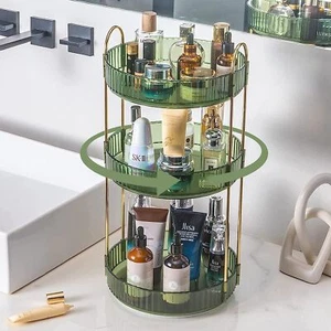 3 Tier Makeup Organiser Rotating Skincare Organizers Cosmetic Storage Rack - Picture 1 of 18