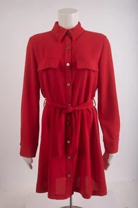 Zara Womans Waisted Shirt Dress Size M Red Belted Shirt Style 3897/053 NWT - Picture 1 of 6