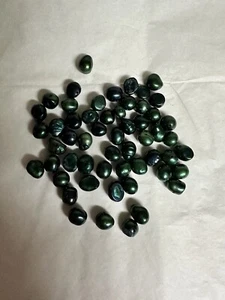 55 pcs 8x6mm Dark Green Freshwater Pearls for Jewelry Making - Picture 1 of 1