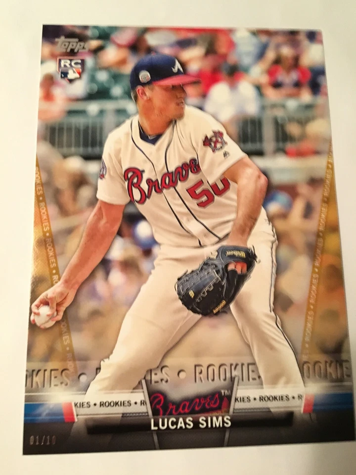 2018 Topps Salute 5x7 Jumbo Lucas Sims Braves RC TS89 Gold 05/10 - Image 1 of 1