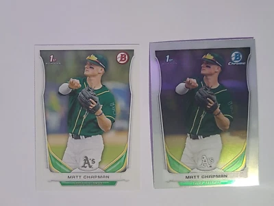 Matt Chapman Rookie 2014 Bowman Chrome CDP21 Plus DP21 2 Lot - Image 1 of 4
