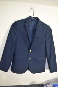 Ralph Lauren BOYS 12 Black 2 Gold Button Blazer Preppy Suit Jacket Church Party - Picture 1 of 14