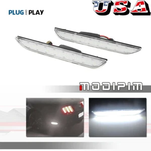 Clear Lens White LED Rear Side Marker Lamps Reflector Lights For 2015-up Mustang - Picture 1 of 12