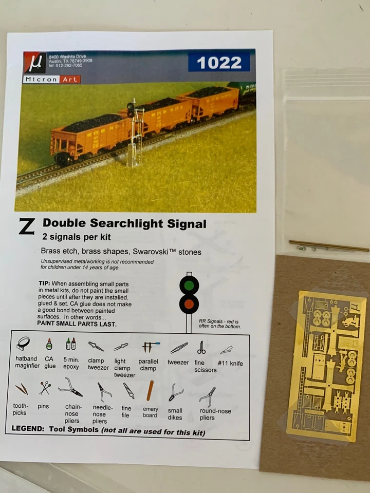 Z-Scale 1022 Micron Art, Double Searchlight Signal  2 each, Brass Kit, - Image 1 of 1