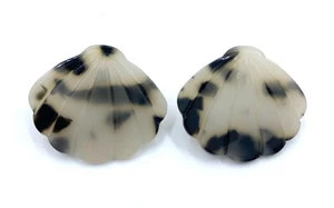 Pendientes mujer con forma de concha grises y negros nuevo bisuteria complemento - Imagen 1 de 4