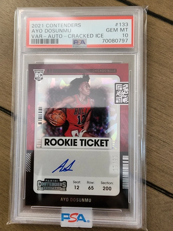 Ayo Dosunmu 2021-22 Contenders Rookie RC Auto Var Cracked Ice /25 PSA 10 - POP 1 - Image 1 of 1