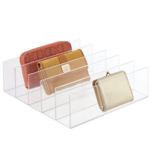 Set of 2 Plastic Clutch Bag Purse Wallet Organiser 5 Slot Storage (28x28x9cm)