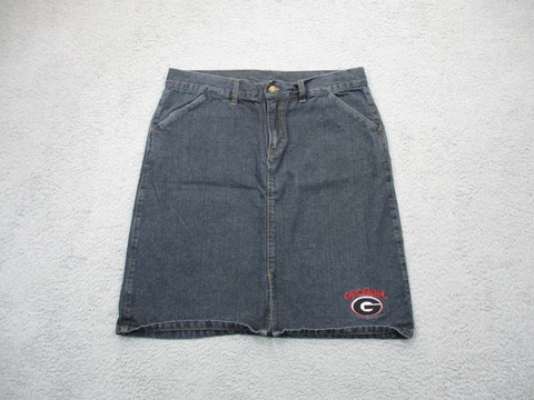 Georgia Bulldogs Womans Skirt Medium Blue Denim Jeans UGA Football Cotton Ladies Cover