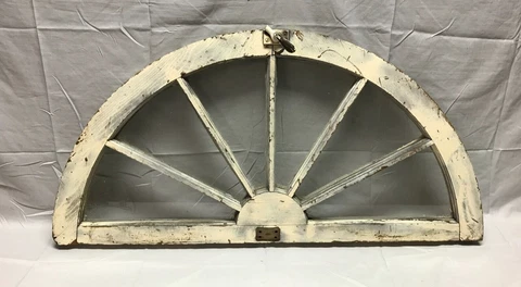 Antique Arch Dome Top Half Round Window 18x36 6 Lite Transom VTG Old 776-23B Cover