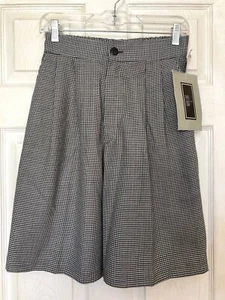 Pantaloncini corti lunghi Bill Blass nuovi vintage anni 80-90 made in USA pied de poule S/M - Foto 1 di 4