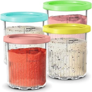 Pintas y tapas para Ninja Creami Deluxe - Paquete de 4, contenedor de pinta de crema extra de 24 oz - Imagen 1 de 12