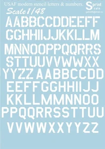 Print Scale 48-003 - 1/48 Airplane USAF Modern Stencil Letters 3, wet decal - Picture 1 of 12