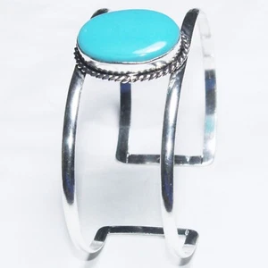 Most Beautiful Turquoise Gemstone Handmade Cuff Bracelet Jewellery Free Size - Picture 1 of 4