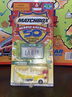 1998 Matchbox Across America 50th Birthday Series LOUISIANA Raft Boat w/ Trailer - Image 1 of 4