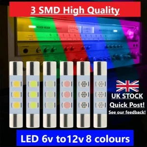AC DC 6V 8V 12v Festoon LED Fuse Lamp Bulb Warm Cool White Blue Red Green Hifi - Picture 1 of 14